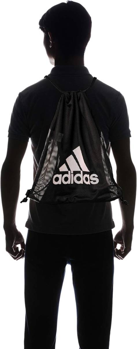 【KCM】Z-bag-74★新品★【adidas/アディダス】メッシュ　ジムサック　ジムバッグ　ナップサック　マルチバッグ　29739　 ブラック_画像3