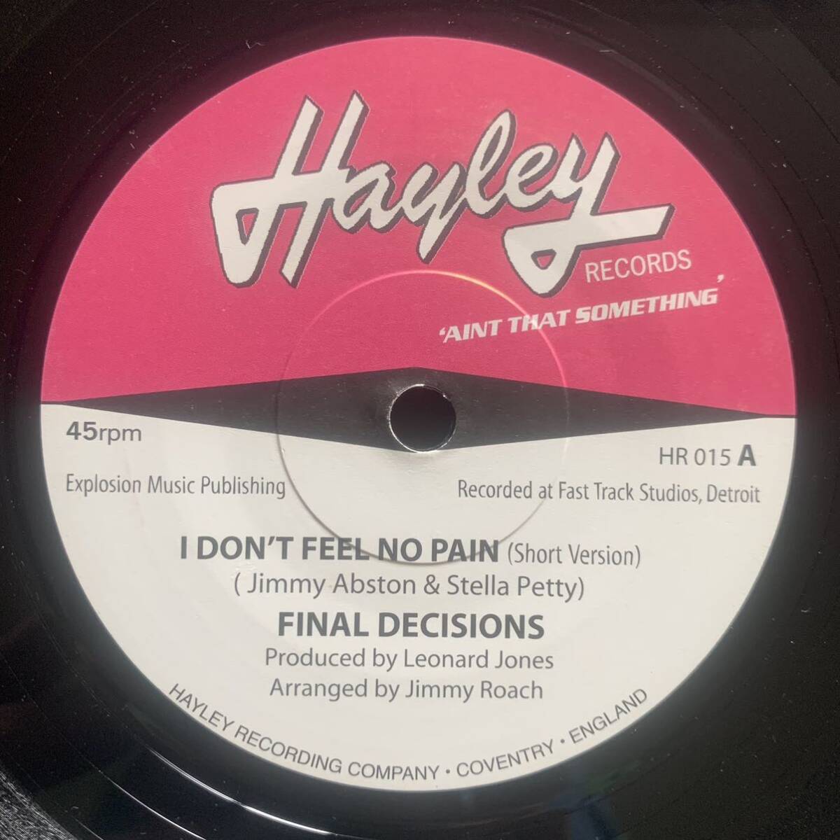 FINAL DECISIONS / I DON'T FEEL NO PAIN (Harley) soul45 - unreleased_画像3