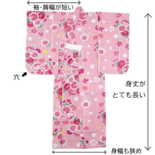 【訳有り/新品】こども用 女の子浴衣 単品 約110サイズ ピンク_画像2