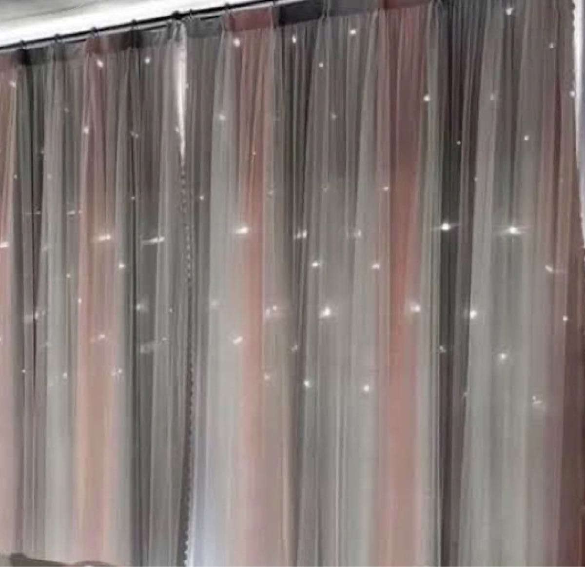 【新品未使用】女子向きカーテン 3色混合　透かし彫り星柄　幅110×丈1052枚セット