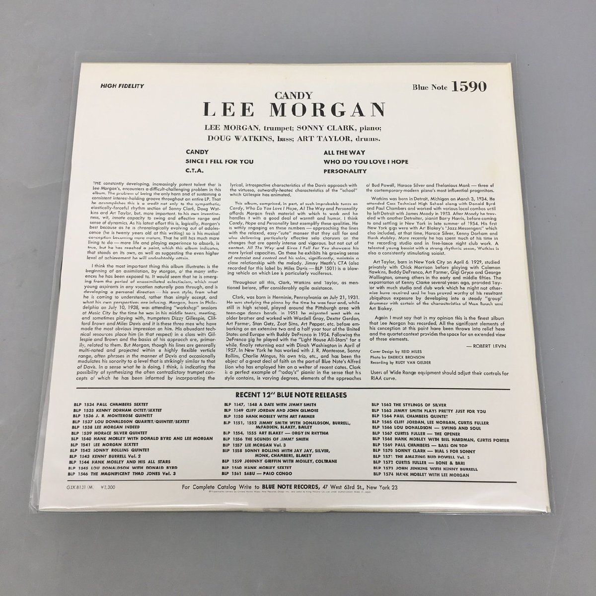 LPレコード LEE MORGAN Candy Blue Note 1590 GXK 8131 帯 ライナーノーツ付き 2404LO025_画像2