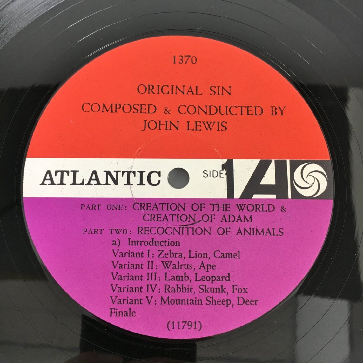 LPレコード Original Sin Music For Ballet Composed By John Lewis ATLANTIC 1370 2404LO250_画像4