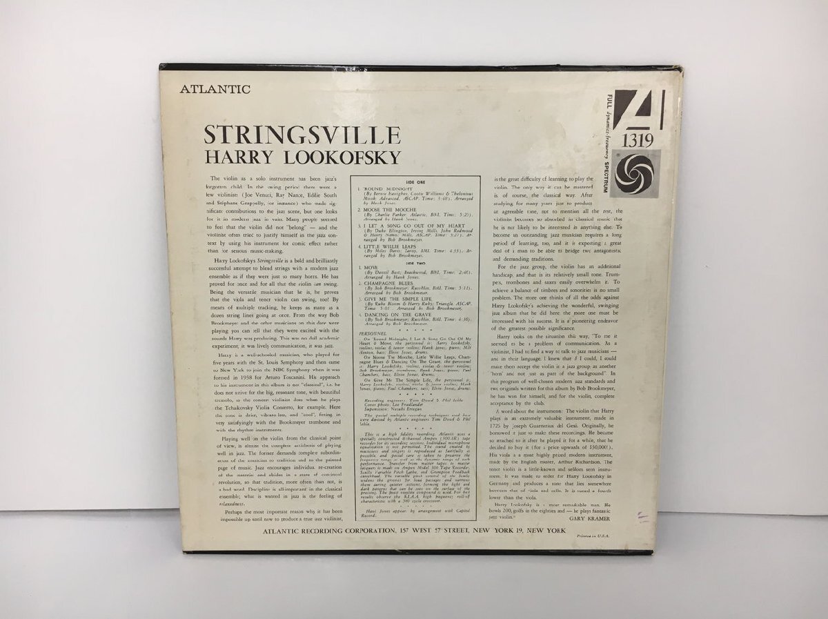 LPレコード Harry Lookofsky Stringsville ATLANTIC 1319 2404LO254_画像2