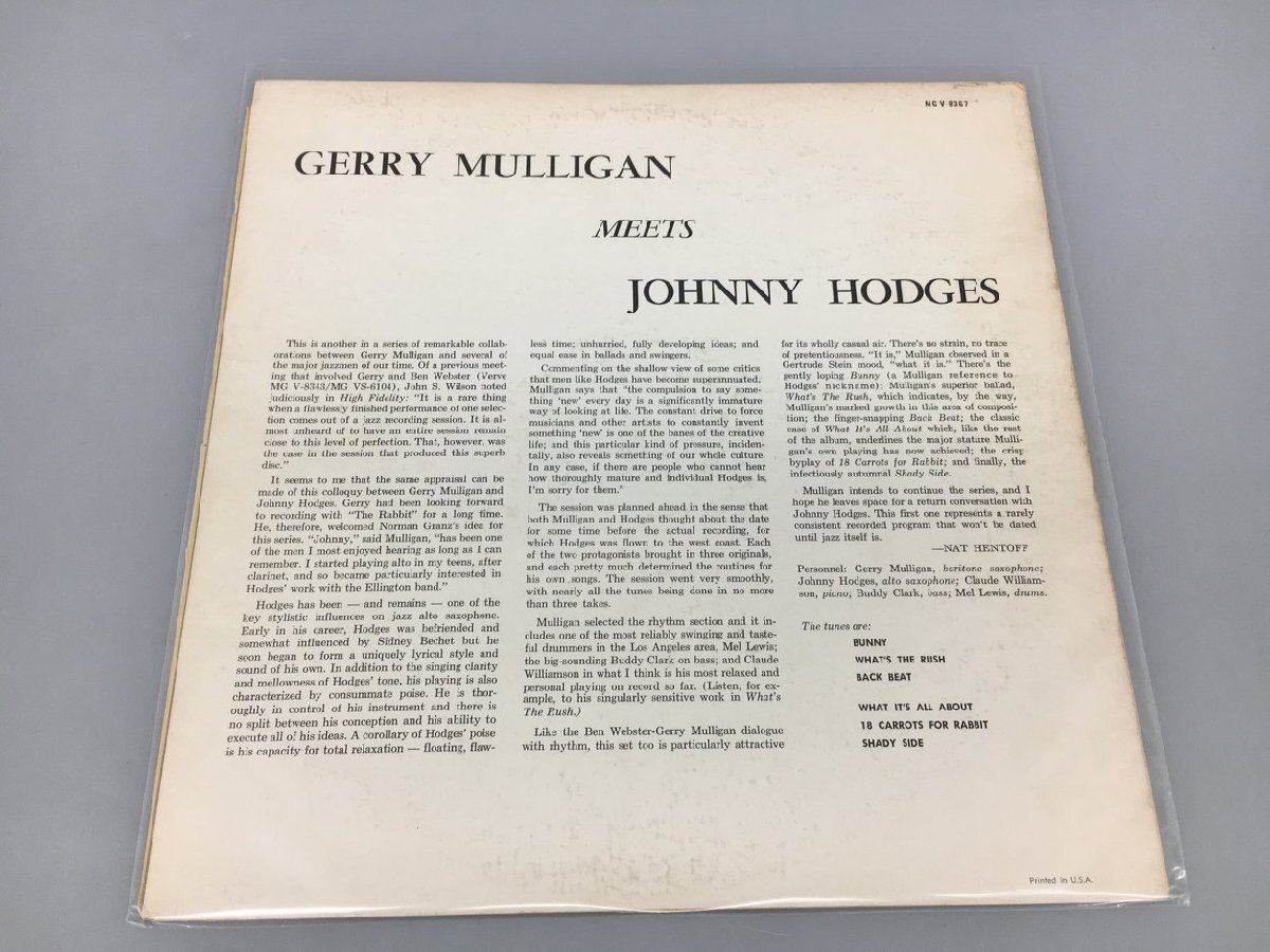 LPレコード Gerry Mulligan MEETS & Johnny Hodges Verve Records MGV-8367 2404LO092_画像2