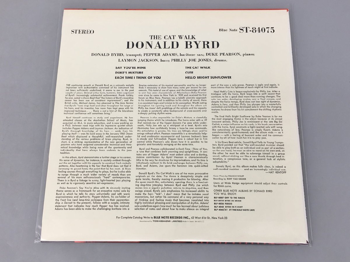 LPレコード The Cat Walk Donald Byrd BLUE NOTE 84075 東芝 帯付き 美品 2404LO084の画像2