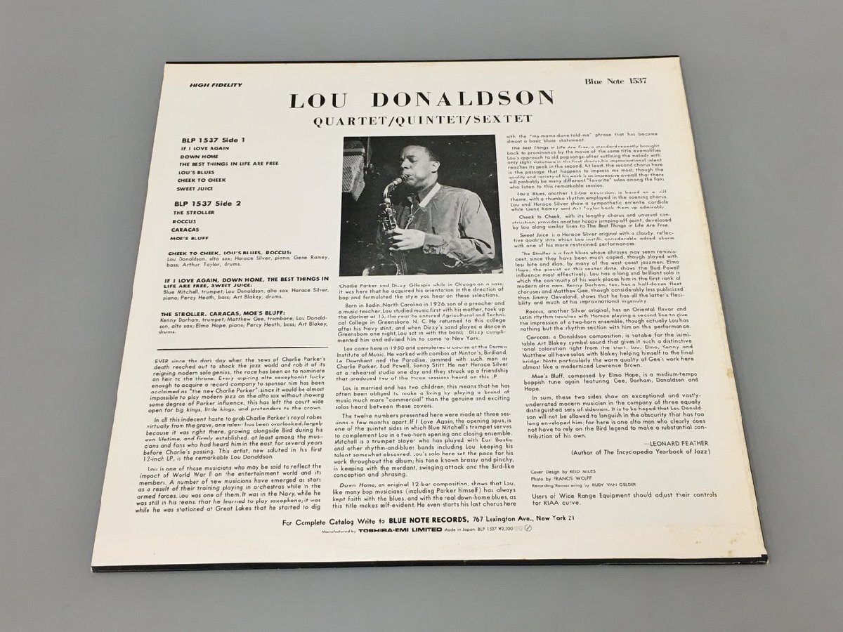 LPレコード Lou Donaldson Quartet Quintet Sextet BLUE NOTE BLP1537 2404LO235_画像2