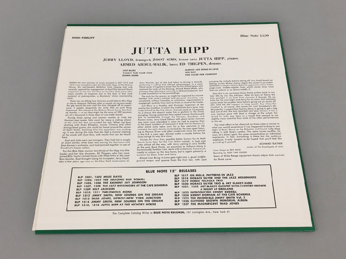LPレコード Jutta Hipp With Zoot Sims BLUE NOTE BLP1530 2404LO238_画像2
