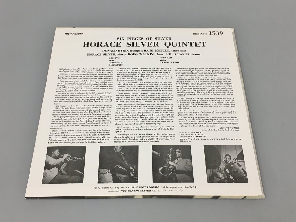 LPレコード HORACE SILVER 6 Pieces Of Silver BLUE NOTE 1539 2404LO273の画像2