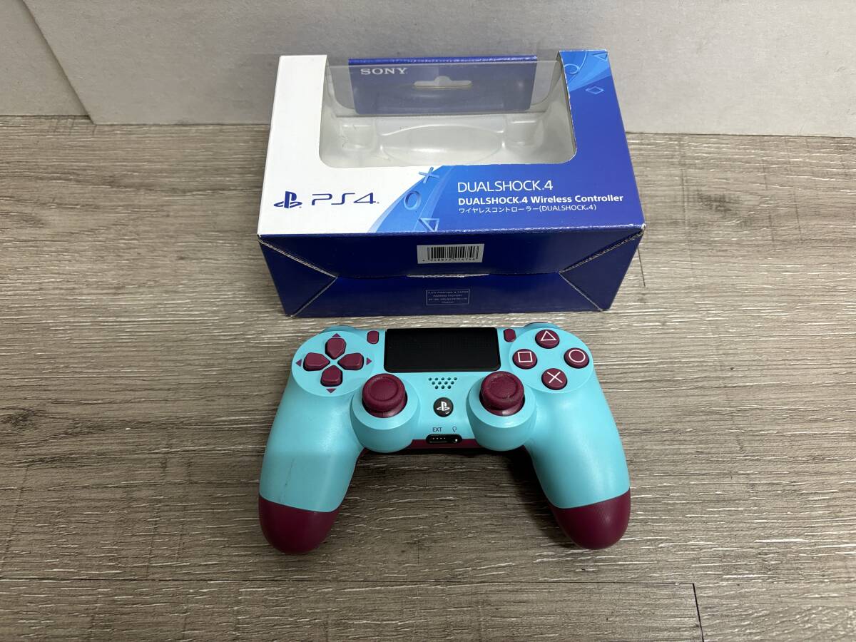 ☆ PS4 ☆ デュアルショック4 CUH-ZCT2J ベリーブルー 動作品 コントローラー本体 箱 付属 Playstation4 ワイヤレスコントローラー の画像1