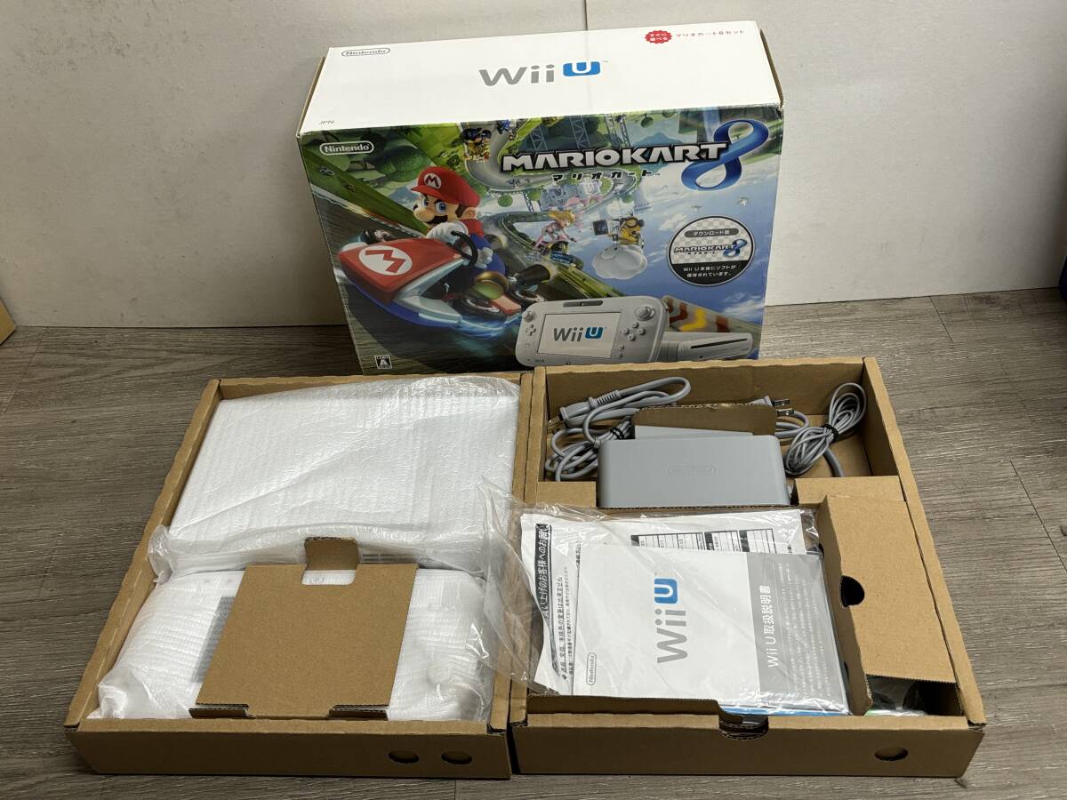☆ WiiU ☆ マリオカート8セット シロ 32GB 動作品 本体 ゲームパッド 純正アダプター Wiiリモコンプラス センサーバー Nintendo 6703の画像1