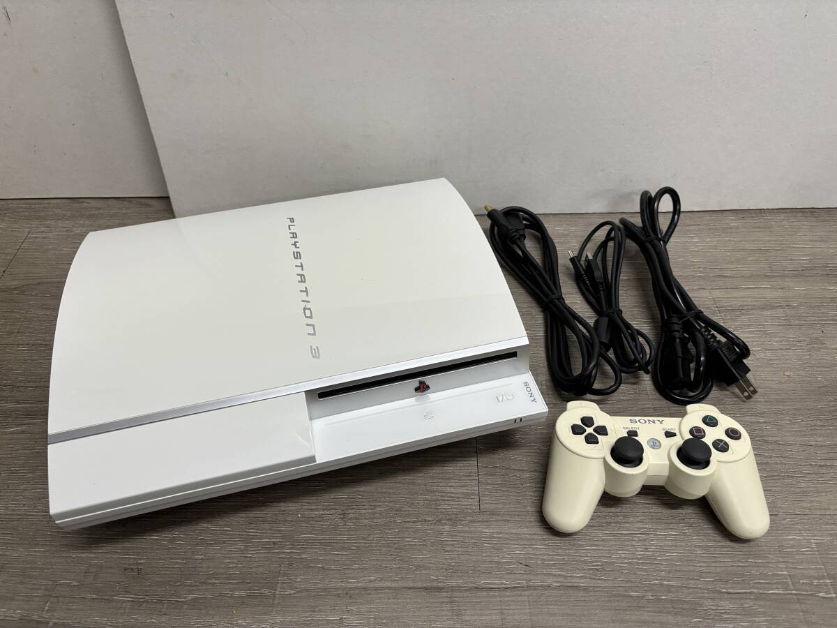 ☆ PS3 ☆ プレイステーション3 CECHH00 40GB セラミックホワイト 動作品 本体 コントローラー 付属 Playstation3 デュアルショック3 2625の画像1