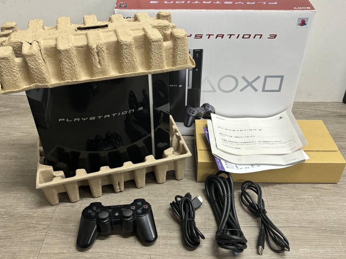 ☆ PS3 ☆ プレイステーション3 CECHL00 80GB クリアブラック 動作品 本体 コントローラー 箱 箱説明書 付属 Playstation3 3670_画像1