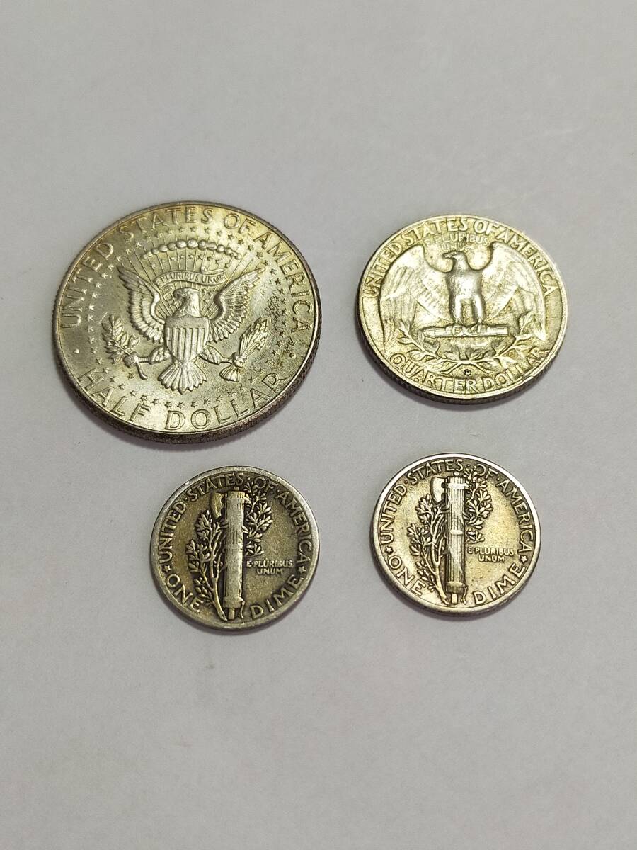 アメリカドル 銀貨 ハーフダラー クォーターダラー ワンダイム シルバー 硬貨 ケネディの画像2
