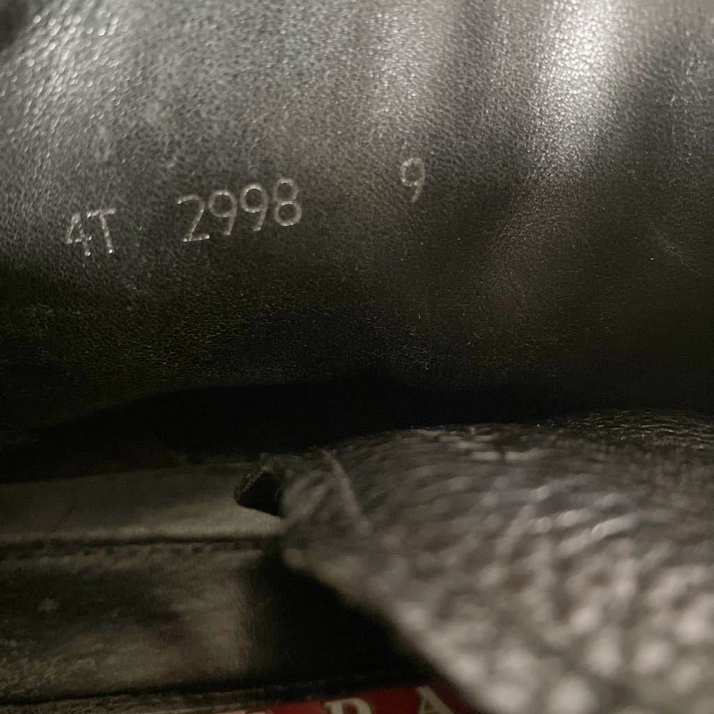 3847☆ PRADA プラダ シューズ 靴 スニーカー ミドルカット レザー サイドファスナー メンズ 9 ブラックの画像7