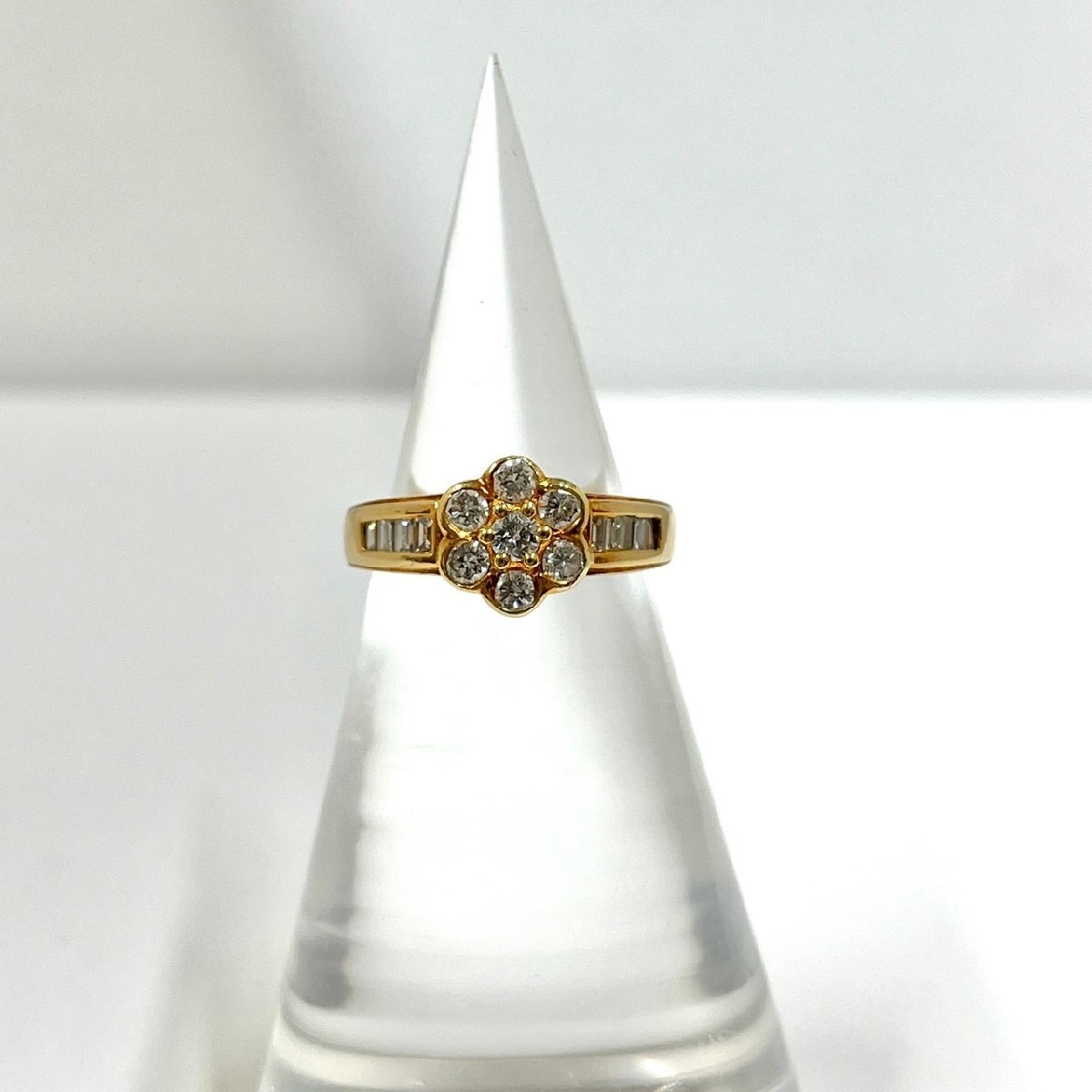 ▽▼ポンテヴェキオ PonteVecchio リング K18 ダイヤ 0.87ct 指輪 重量4.9g ダイヤモンド 花モチーフ 12号▼▽