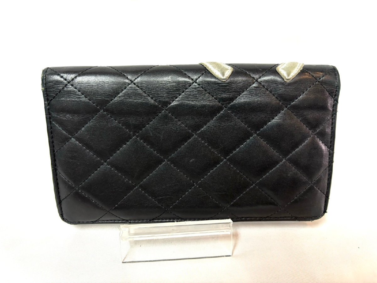 ☆シャネル CHANEL 長財布 カンボンライン レザー 黒×シルバー シルバー金具_画像2