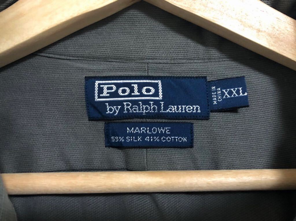  очень редкий * совершенно одноцветный 90s Polo Ralph Lauren открытый цвет . воротник рубашка с длинным рукавом MARLOWE шелк хлопок POLO RRL caldwell clayton camp