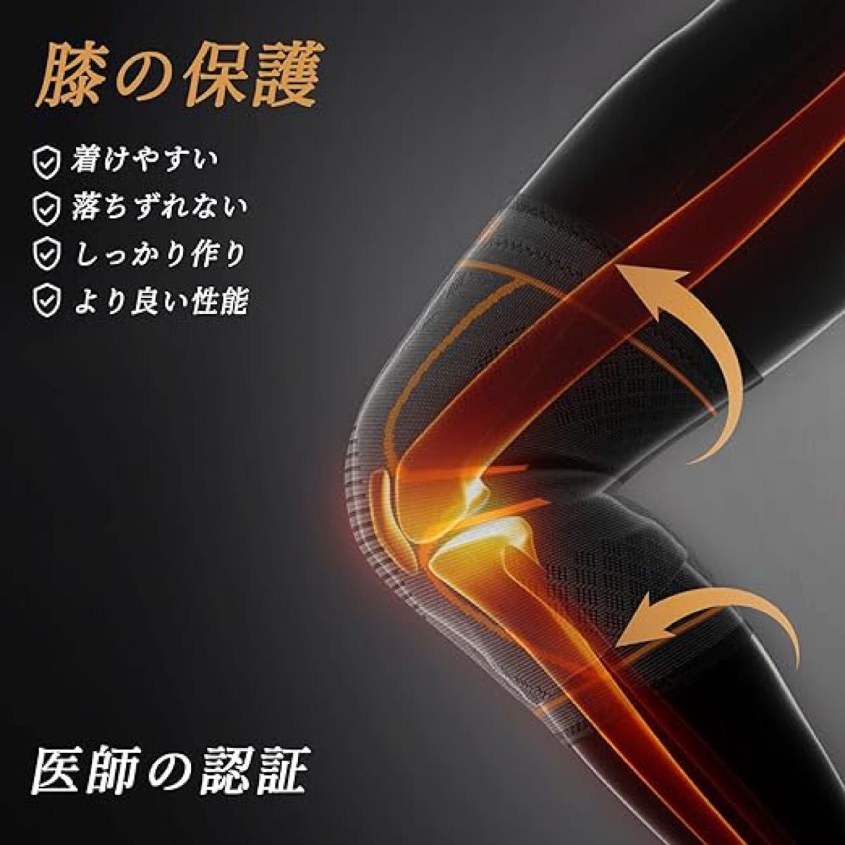 膝サポーター 2枚セット 通気性 左右/男女兼用 大きいサイズ ゴールド XL スポーツ用 膝安定 膝保護 NEENCA