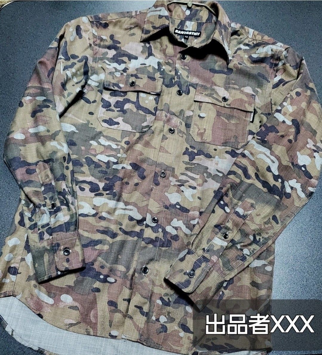 【完売品】定価30000円 santastic 迷彩 カモフラ SHIRT ARMY ミリタリーシャツ シャツ ジャケット 長袖