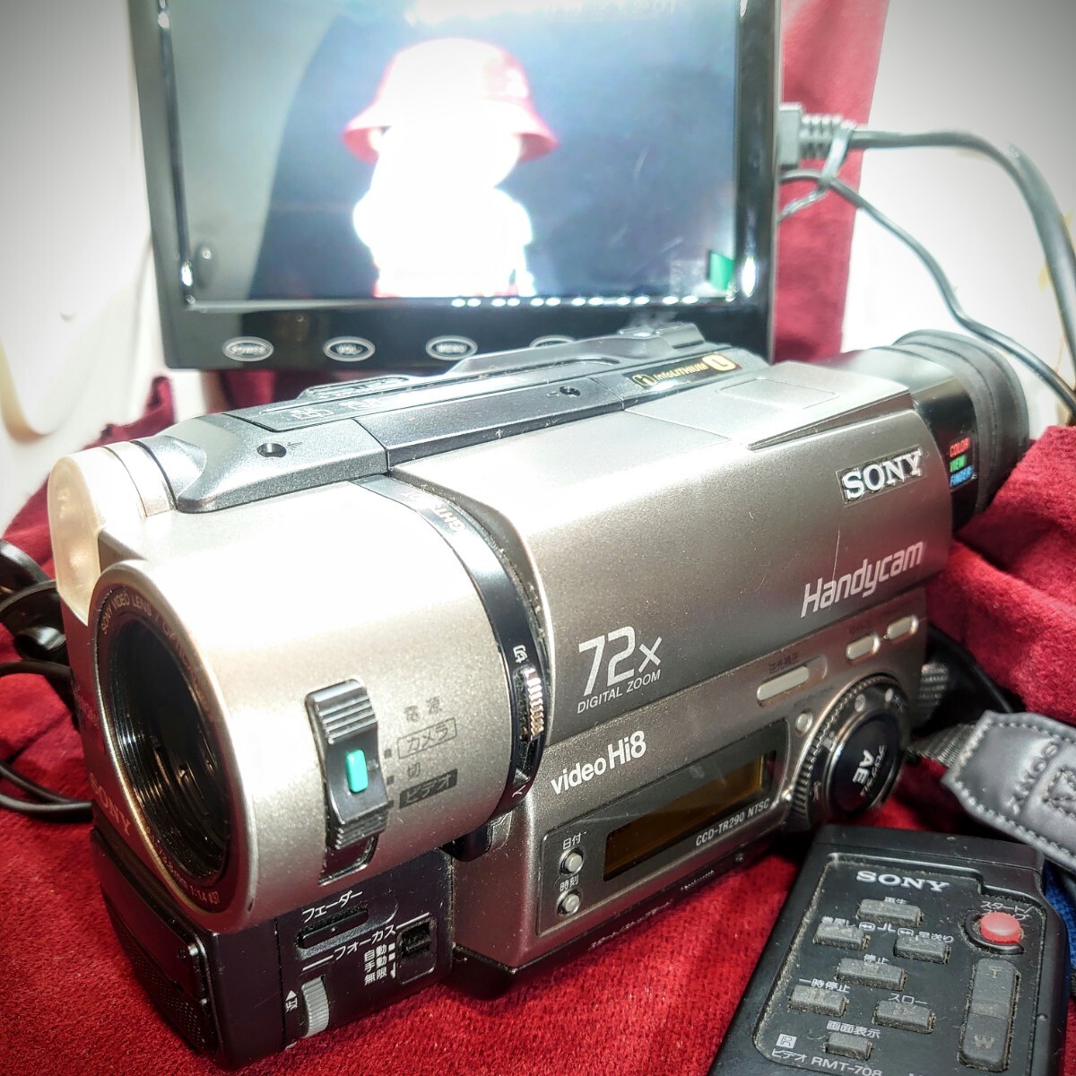 401【Hi8/Video8テープ/再生/外部出力OK】SONY 8mmビデオカメラ CCD-TR290 NTSC ソニー Handycam本体+L型バッテリー/AC充電器等 ダビング_画像1