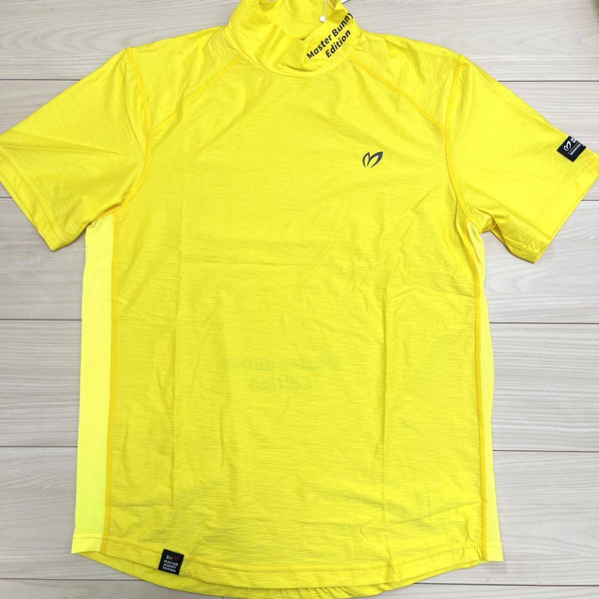 新品正規品 PEARLYGATES マスターバニー 5(L) モックネック 半袖ポロシャツ ゴルフ モックネックシャツ イエロー 黄色_画像2