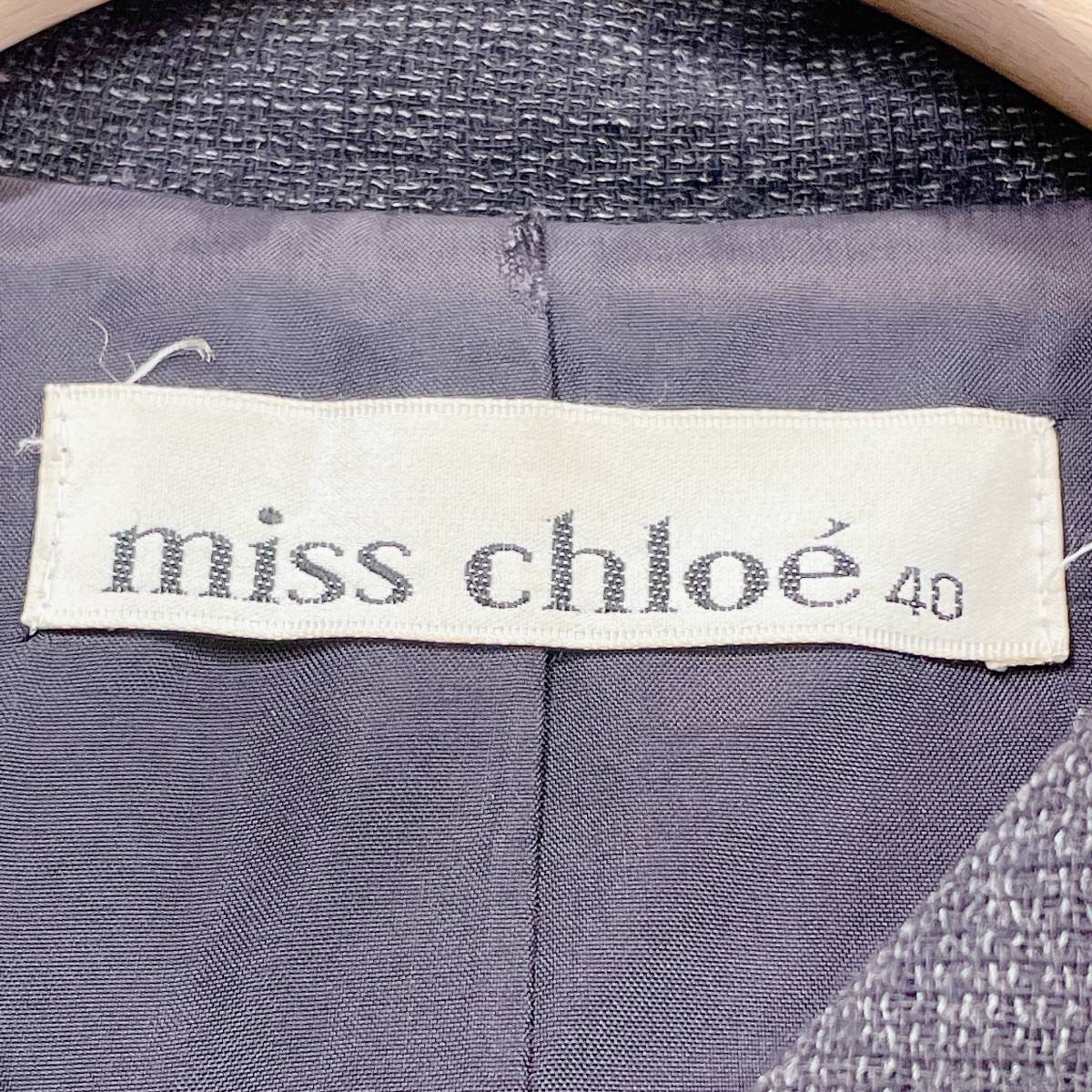 レディースL 40 miss chloe アウター ブラック ジャケット B品 長袖 薄手 軽い シンプル カジュアル 肩パットあり ミスクロエ【14662】_画像3