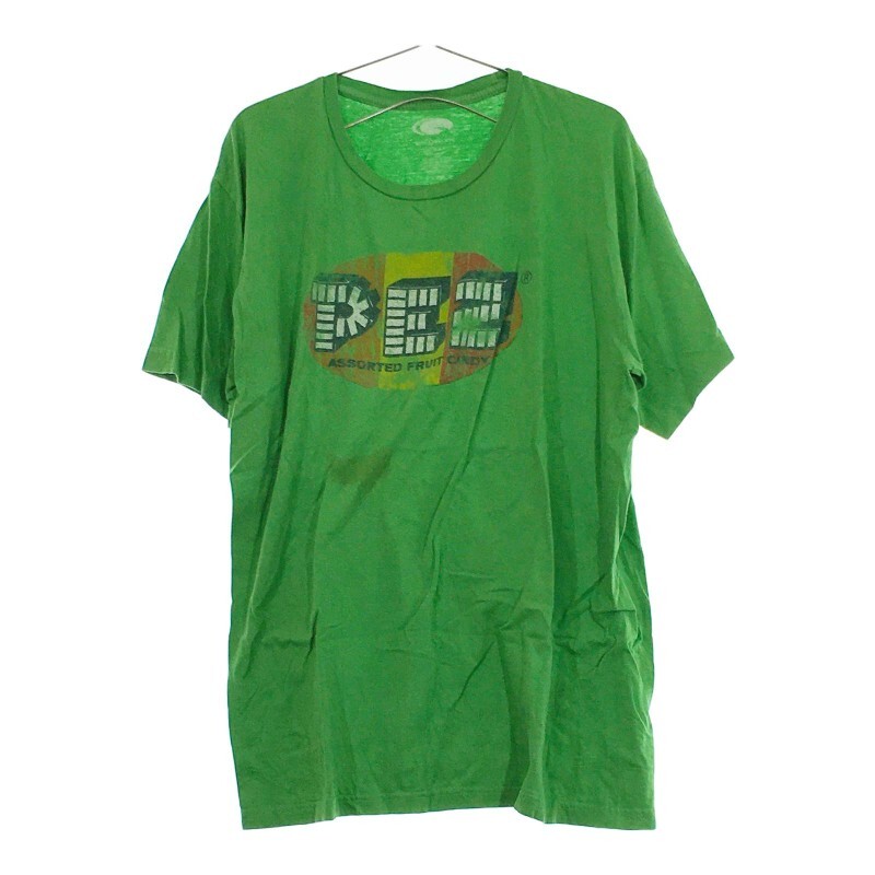 【14966】PEZ ペッツ Tシャツ プリント グリーン 緑 L 半袖 お菓子 シンプル カジュアル ラフ 楽ちん Uネック メンズ_画像1