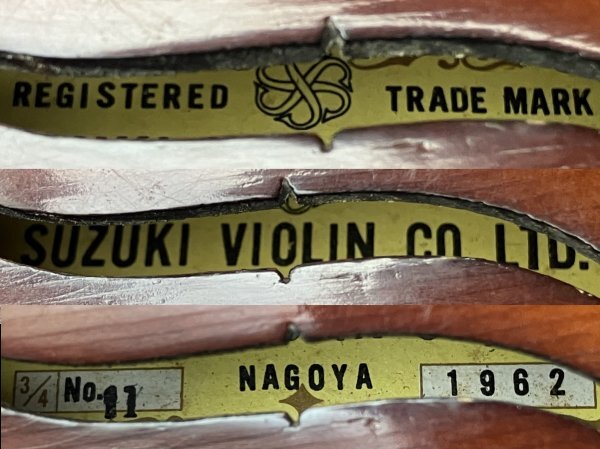 SUZUKI VIOLIN スズキ バイオリン 1962年 3/4 No,11の画像4