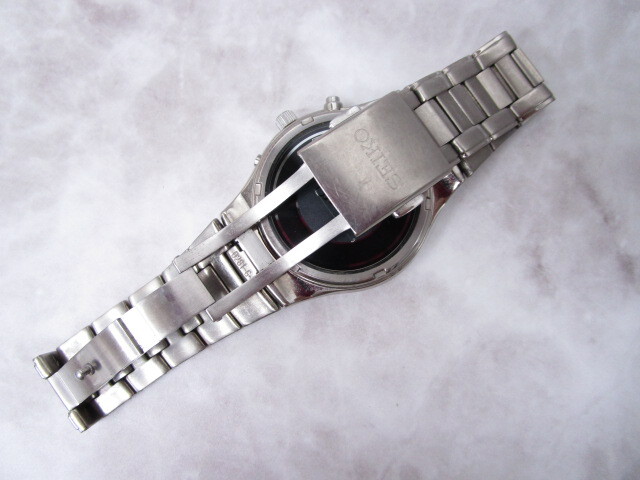 ♪ 1円スタート 稼働品 SEIKO セイコー 7B22-0AD0 電波 ソーラー チタン シルバー文字盤 メンズ 腕 時計_画像5