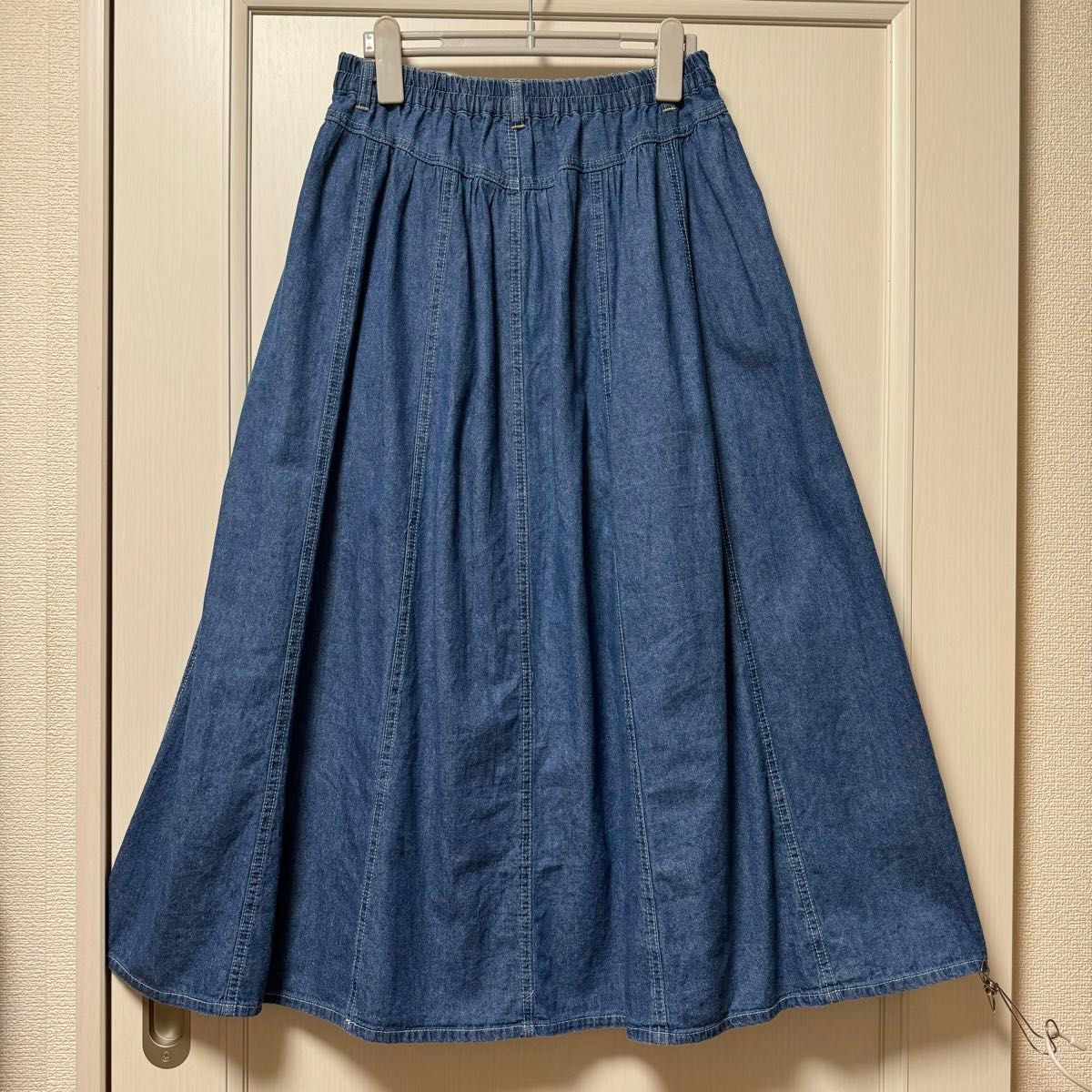 チチカカ デニム ロング スカート ギャザースカート ブルーデニム 綿100% 刺繍