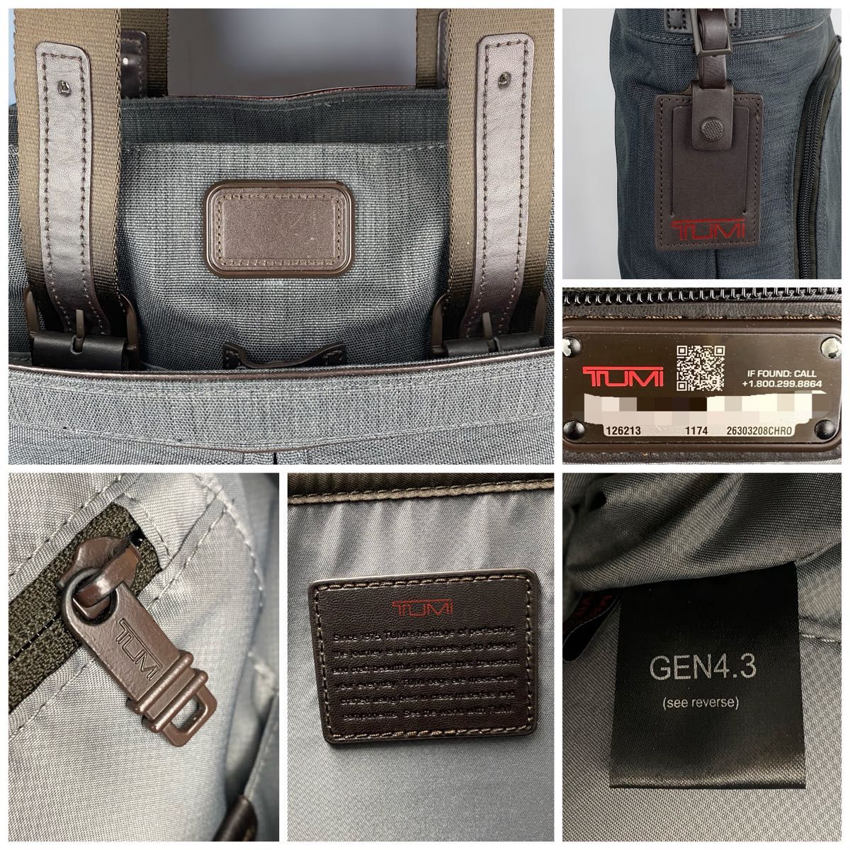 美品】TUMI / コンパニオン トートバッグ / グレー 手持ち長さ 美品】TUMI / コンパニオン トートバッグ / グレー 手持ち長さ