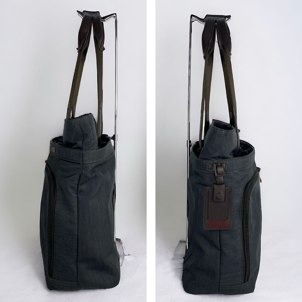 美品】TUMI / コンパニオン トートバッグ / グレー 手持ち長さ 美品】TUMI / コンパニオン トートバッグ / グレー 手持ち長さ