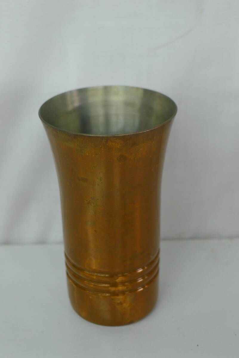 dd1042● 銅製 ビアカップ 4個セット タンブラー ビールグラス ビアグラス コップ 現状品 純銅 食器 アンティーク/60の画像2