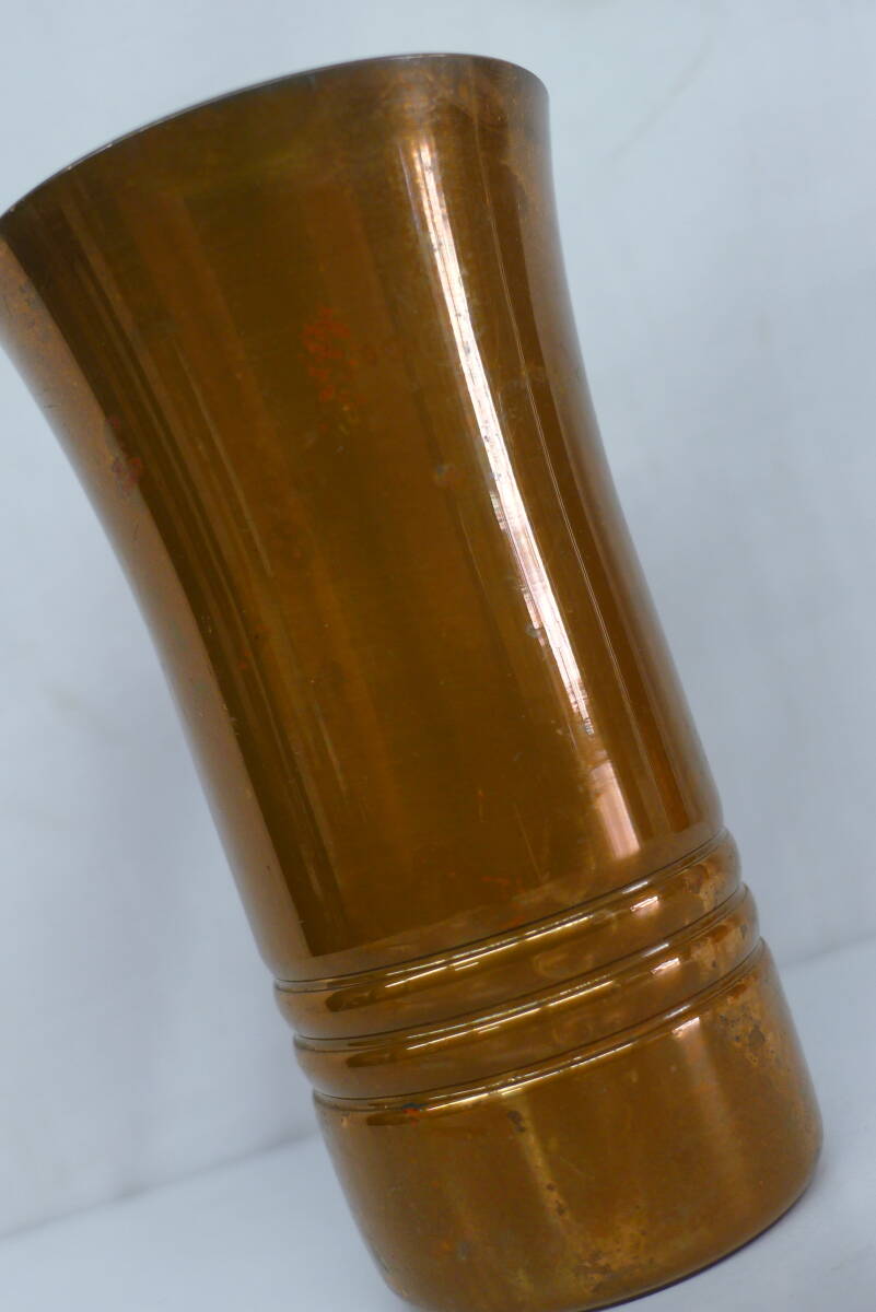 dd1042● 銅製 ビアカップ 4個セット タンブラー ビールグラス ビアグラス コップ 現状品 純銅 食器 アンティーク/60の画像3