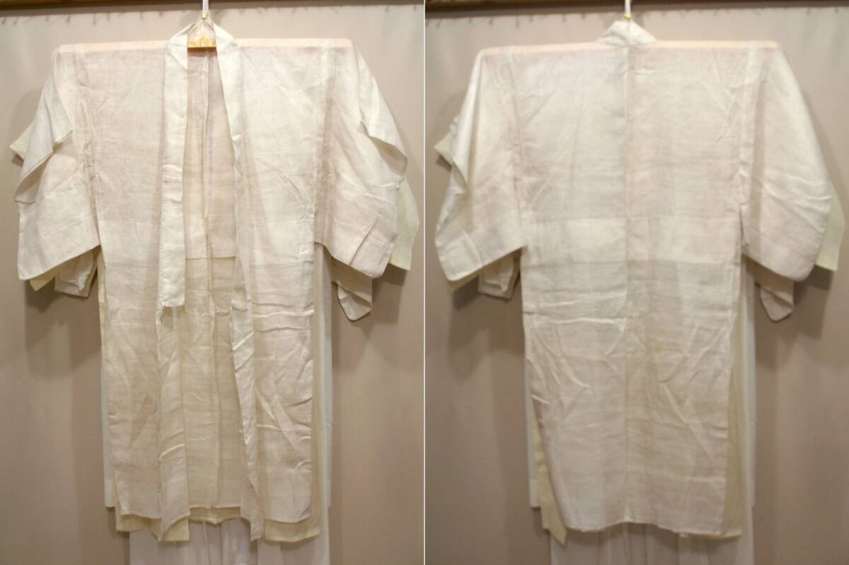 L46957[ старый ткань натуральный шелк хлопок лен . гонки летний ] надеты .. длинное нижнее кимоно 8 шт. комплект 