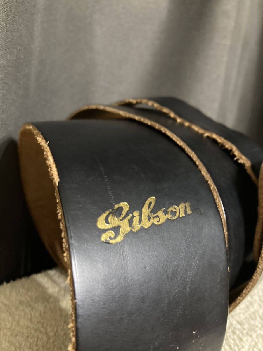 レア Gibson Levy's レザー ストラップ Strap ブラック ギターストラップ カナダ製 90年代製？ ギブソン 1円スタート_画像2