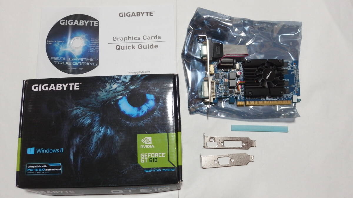 GIGABYTE GeForce GT 610 1GB 搭載 PCI-Ex16接続 ビデオカード GV-N610-1GI ジャンク品の画像1