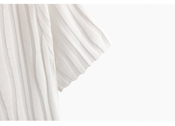 新品可愛いレデイースニットワンピース半袖ドレススカートVネック白XL_画像5