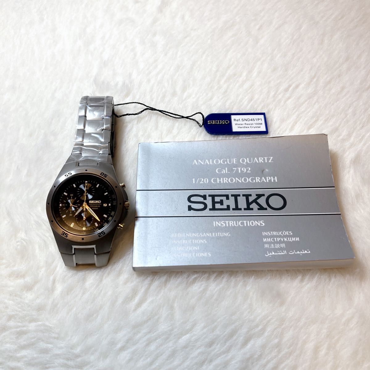 SEIKO セイコー 腕時計 クォーツ SND451P1 海外モデル クロノグラフ チタン 逆輸入