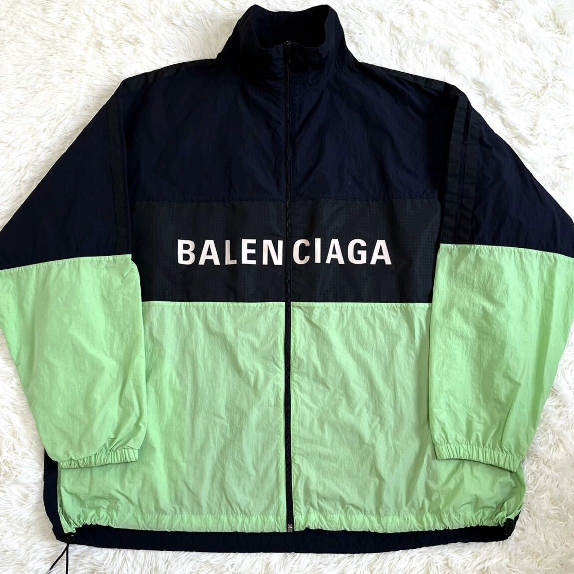 極美品 バレンシアガ 【圧巻のデザイン】 BALENCIAGA トラックジャケット ブルゾン アウター ビックロゴ メンズ バイカラー サイズXL位の画像1