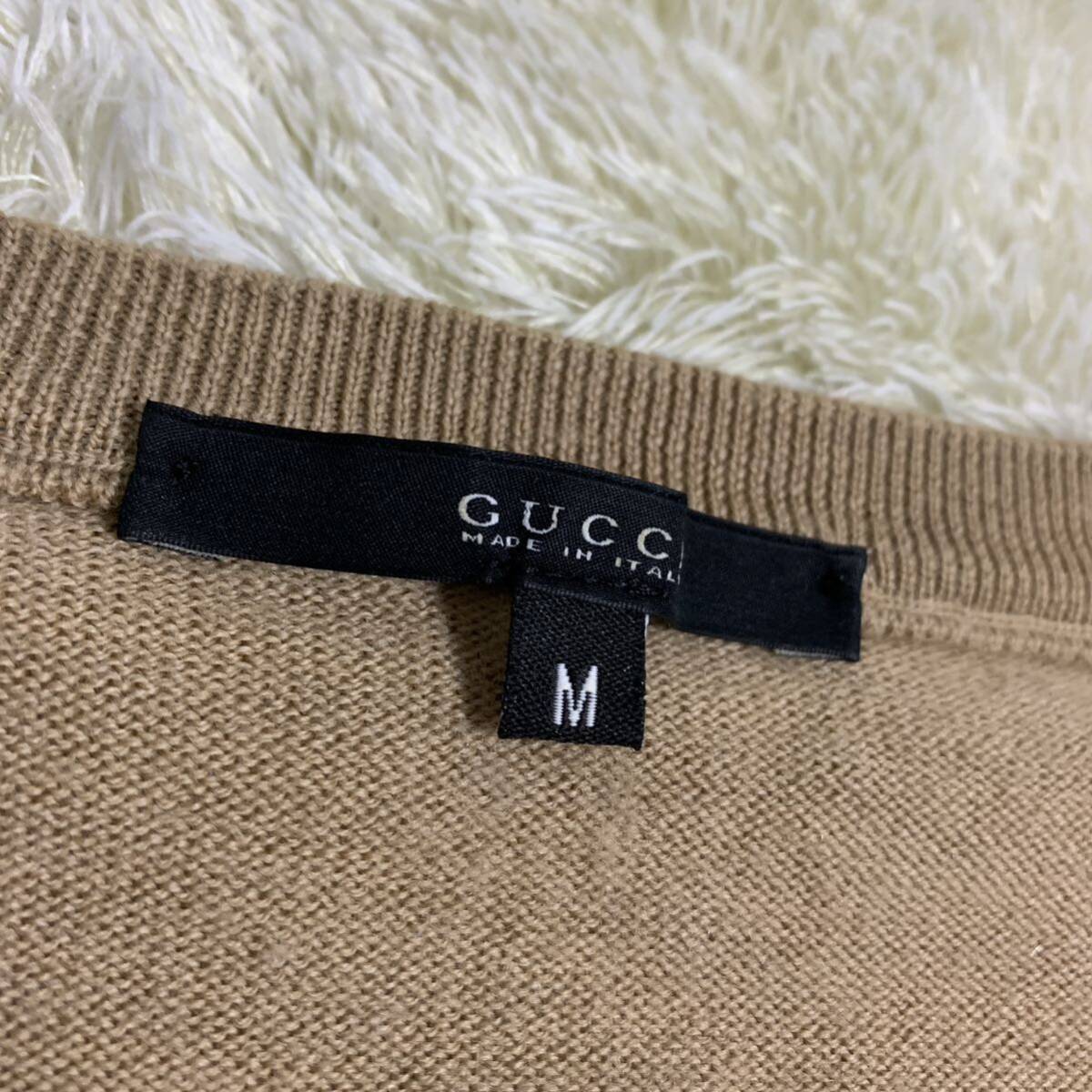 極美品 グッチ【大人気モデル】 GUCCI ニット セーター トップス インターロッキング 刺繍 ロゴ ウール メンズ ブラウン サイズMの画像6