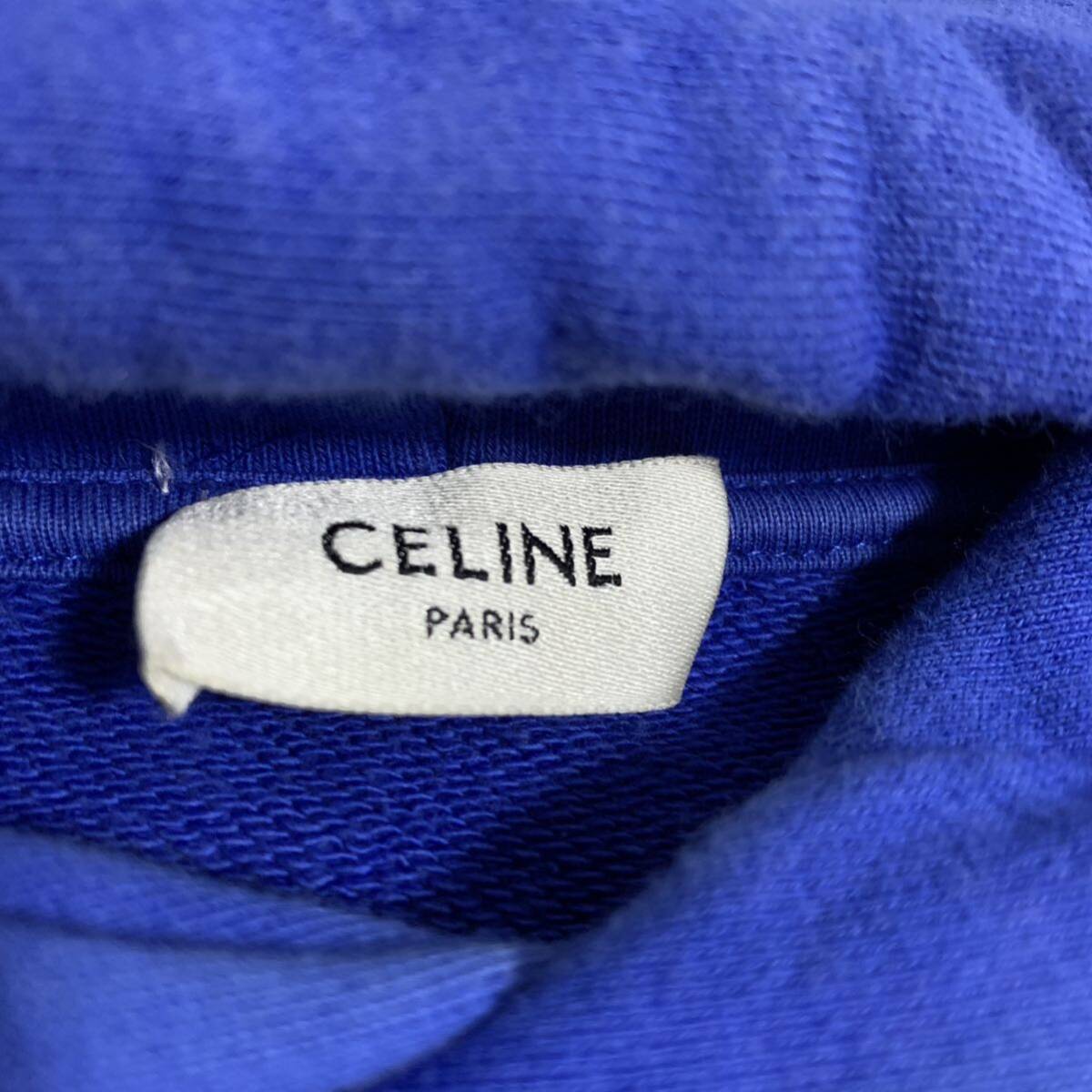 美品 セリーヌ 【現行モデル】 CELINE パーカー スウェット トレーナー トップス エディ期 フードロゴ メンズ ブルー サイズXLの画像5