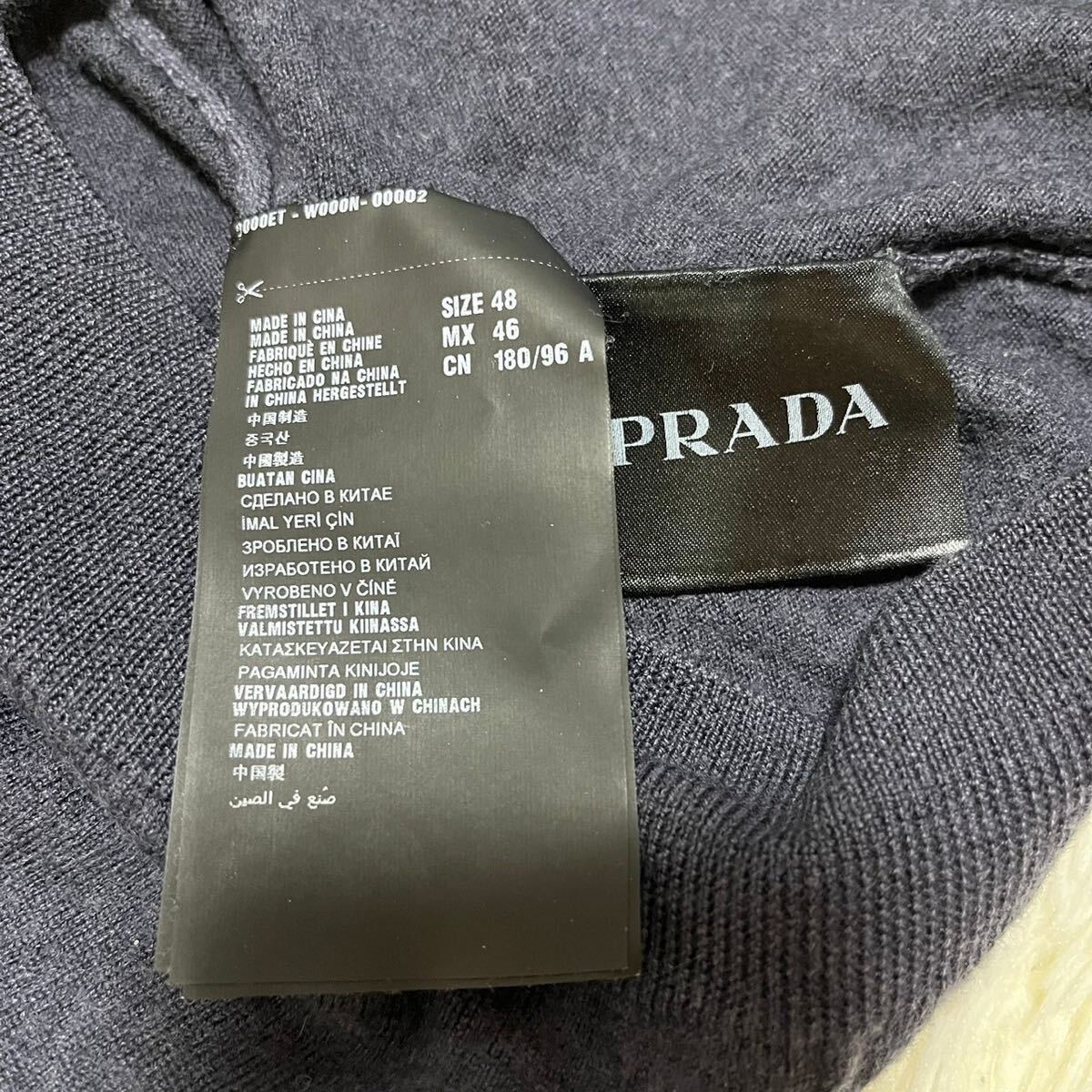 極美品 プラダ【大人気モデル】 PRADA ニット セーター トップス クルーネック ウール メンズ ネイビー サイズ48（L位）の画像6