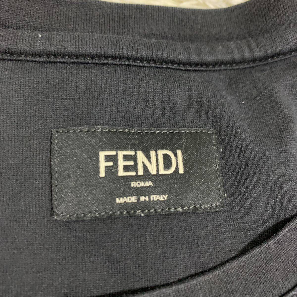 美品 フェンディ【人気モデル】FENDI 半袖 Tシャツ カットソー トップス ズッカ ボックスロゴ FF ブラック メンズ サイズLの画像6