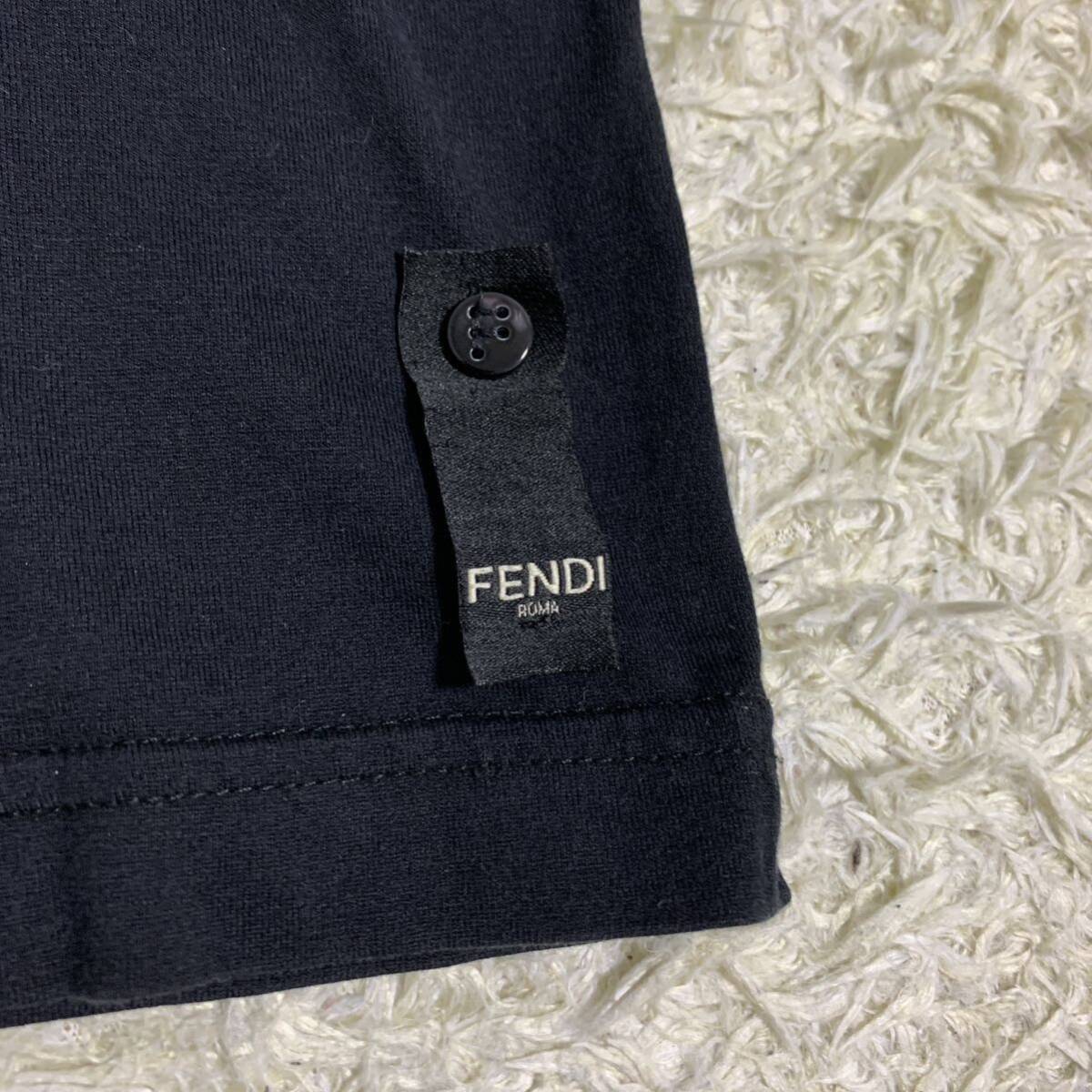 美品 フェンディ【人気モデル】FENDI 半袖 Tシャツ カットソー トップス ズッカ ボックスロゴ FF ブラック メンズ サイズLの画像4