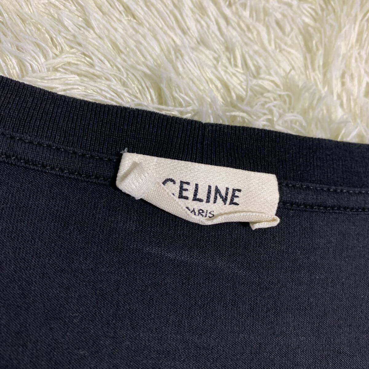 美品 セリーヌ 【現行モデル】 CELINE 半袖 Tシャツ カットソー トップス エディ期 ビックロゴ メンズ ブラック サイズXXL