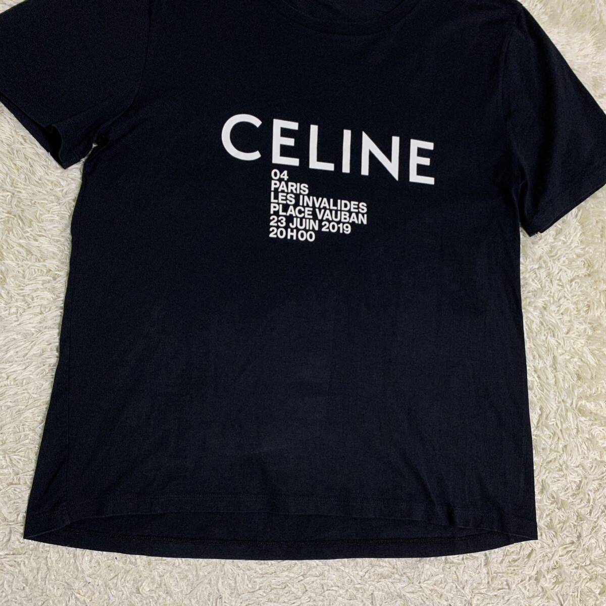 美品 セリーヌ 【現行モデル】 CELINE 半袖 Tシャツ カットソー トップス エディ期 ビックロゴ メンズ ブラック サイズXXLの画像3