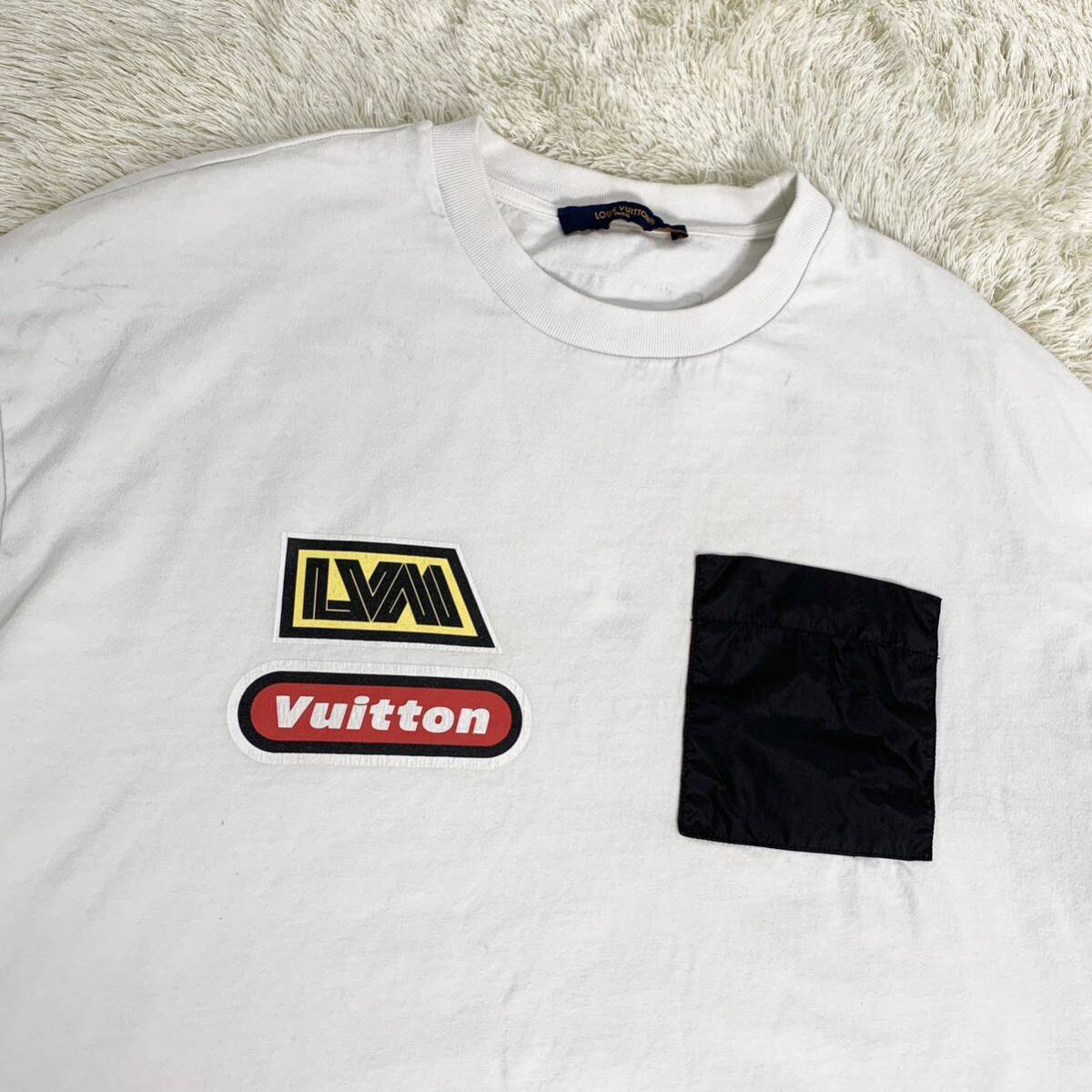 希少XLサイズ!! ルイヴィトン 【最新モデル】 LOUIS VUITTON 23SS 半袖 Tシャツ カットソー ワッペン ロゴ ホワイト メンズ 定価15万円の画像2