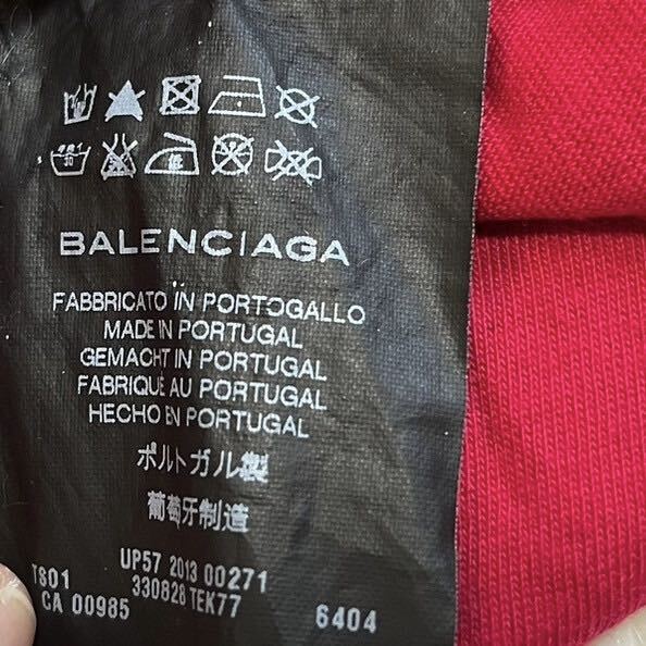 美品 バレンシアガ 【希少デザイン】 BALENCIAGA Tシャツ 半袖 カットソー ビックロゴ 刺繍 メンズ レッド サイズSの画像6