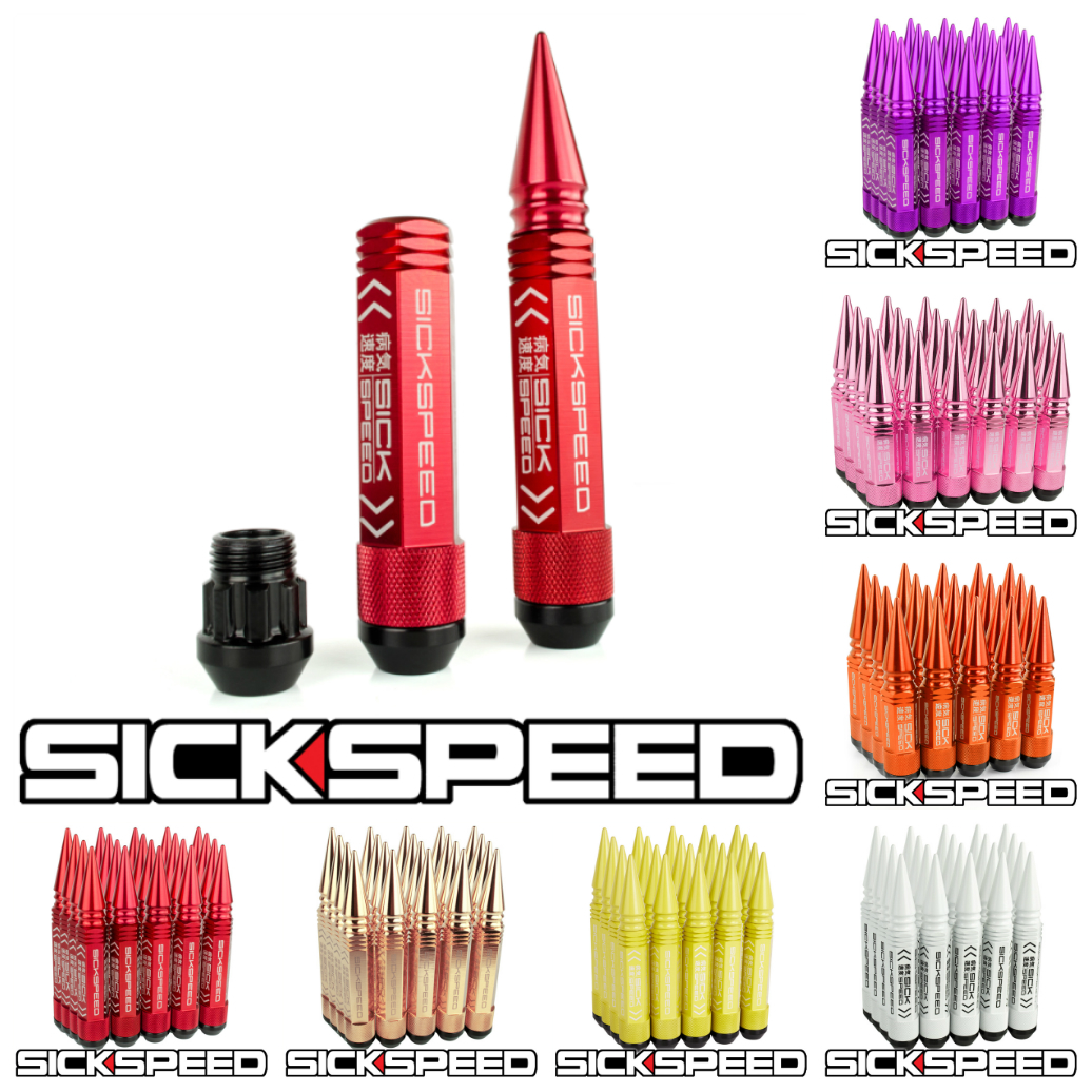 SICKSPEED M12xP1.5 ハイブリッドナット スパイク ロング 128mm ホイールナット ロックナット アルミ+スチール 3分割 USDM シックスピード_画像1